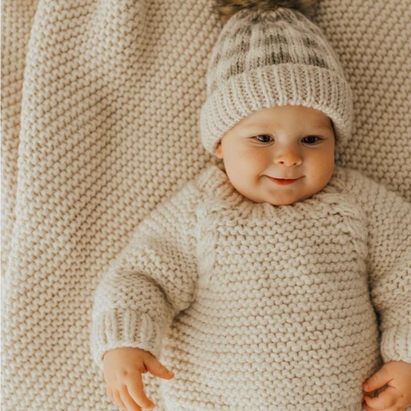 Garter Stitch Crew Neck Sweater Natural - Picture 2 of 2